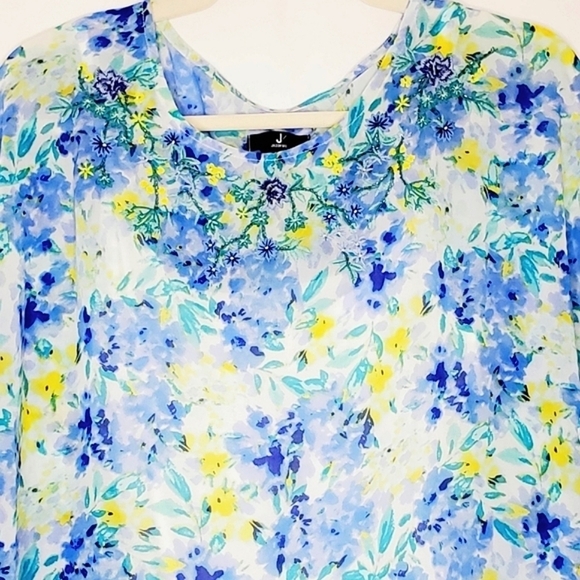 Jason Wu Embroidered Floral Blouse And Cami Size M Sheer Loose Flowy Top Beaded - Picture 2 of 16